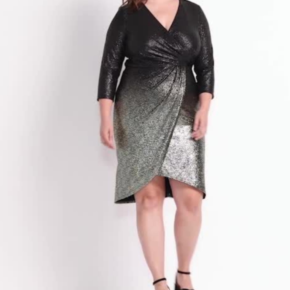 Lane Bryant | Dresses | Lane Bryant Surplice Foil Ombr Faux Wrap Dress ...
